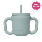 Therapeutic Straw and Open Cup Set with Dual Handles, 5 oz Capacity, Sloped Lid and Sensory Straw for Toddlers