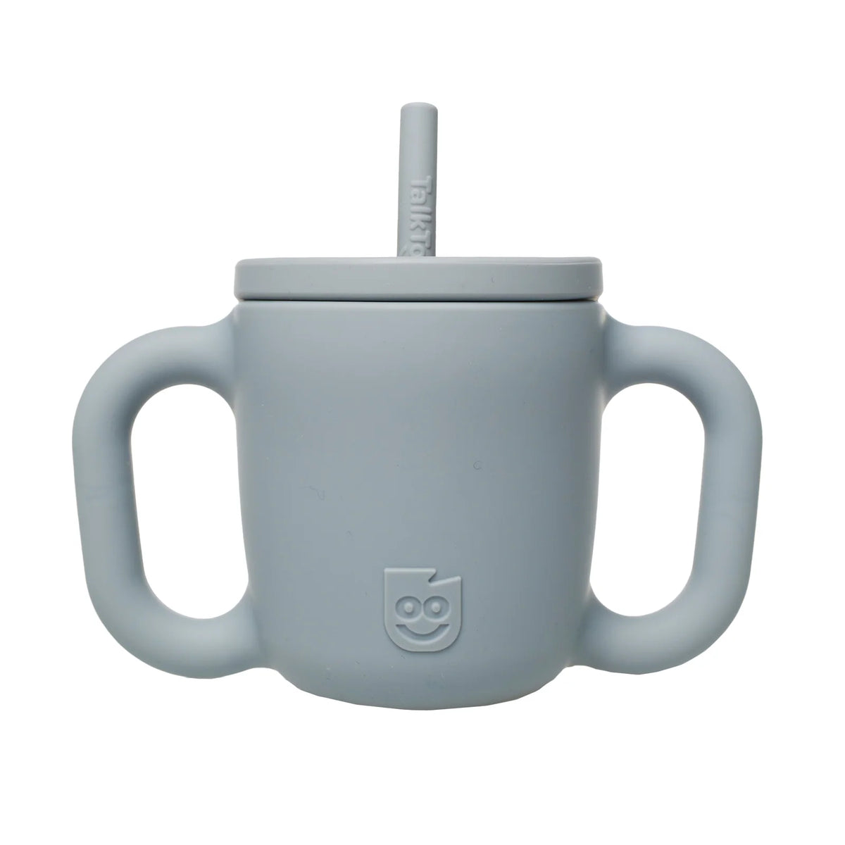 Therapeutic Straw and Open Cup Set with Dual Handles, 5 oz Capacity, Sloped Lid and Sensory Straw for Toddlers — Cloud