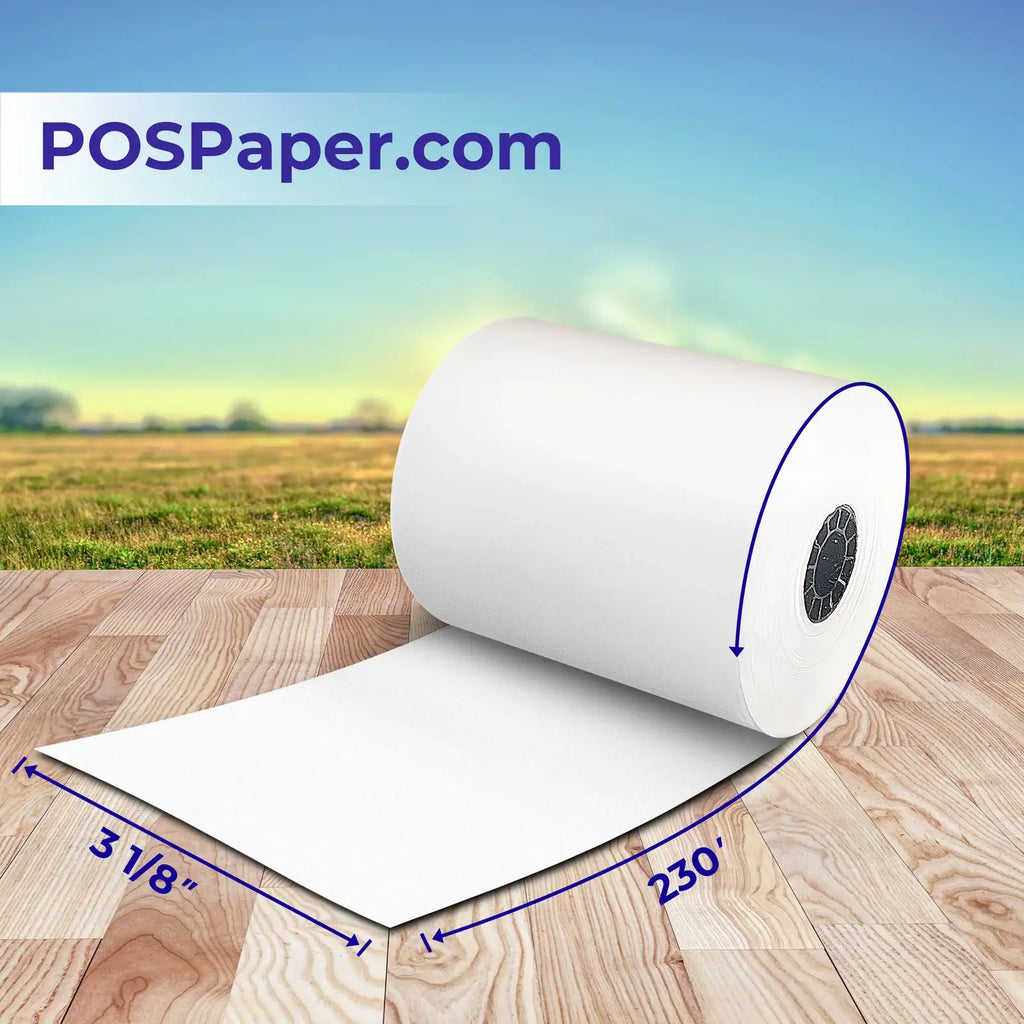 Thermal Printer Paper Rolls, 3 1/8 x 230 Feet, BPA-Free POS