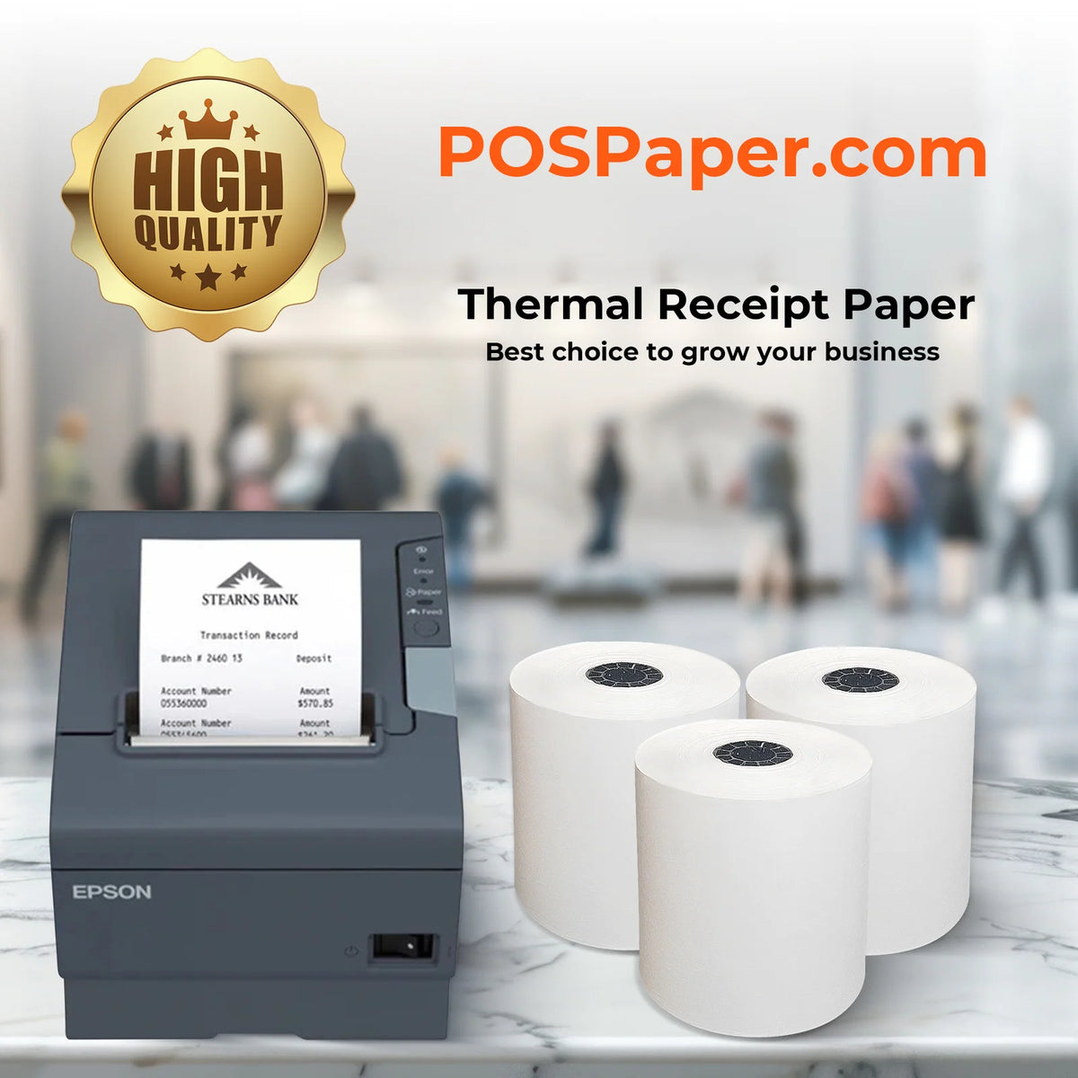Thermal Printer Paper Rolls, 3 1/8 x 230 Feet, BPA-Free POS