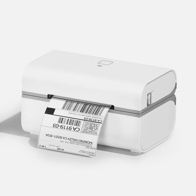 Thermal Shipping Label Printer with Bluetooth and USB, 3x5-Inch Support, 203 DPI, White Desktop Office Printer — Printer Only