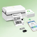 Thermal Shipping Label Printer with Bluetooth and USB, 3x5-Inch Support, 203 DPI, White Desktop Office Printer