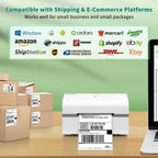 Thermal Shipping Label Printer with Bluetooth and USB, 3x5-Inch Support, 203 DPI, White Desktop Office Printer