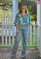 Tie Neck Shirt PDF Sewing Pattern for Soft Drapey Wovens, Featuring Puff Sleeves and a Gathered Frill