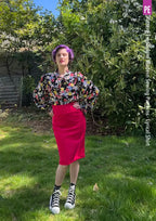 Tie Neck Shirt PDF Sewing Pattern for Soft Drapey Wovens, Featuring Puff Sleeves and a Gathered Frill