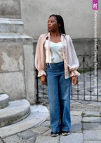 Tie Neck Shirt PDF Sewing Pattern for Soft Drapey Wovens, Featuring Puff Sleeves and a Gathered Frill