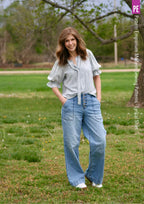 Tie Neck Shirt PDF Sewing Pattern for Soft Drapey Wovens, Featuring Puff Sleeves and a Gathered Frill