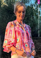 Tie Neck Shirt PDF Sewing Pattern for Soft Drapey Wovens, Featuring Puff Sleeves and a Gathered Frill