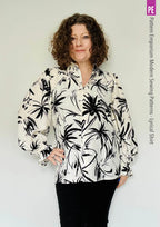 Tie Neck Shirt PDF Sewing Pattern for Soft Drapey Wovens, Featuring Puff Sleeves and a Gathered Frill