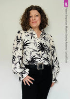 Tie Neck Shirt PDF Sewing Pattern for Soft Drapey Wovens, Featuring Puff Sleeves and a Gathered Frill