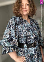 Tie Neck Shirt PDF Sewing Pattern for Soft Drapey Wovens, Featuring Puff Sleeves and a Gathered Frill