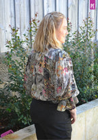 Tie Neck Shirt PDF Sewing Pattern for Soft Drapey Wovens, Featuring Puff Sleeves and a Gathered Frill