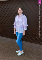 Tie Neck Shirt PDF Sewing Pattern for Soft Drapey Wovens, Featuring Puff Sleeves and a Gathered Frill
