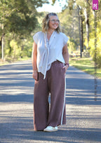Tie Neck Top PDF Sewing Pattern for Women Featuring a Tapered Neck Tie and Cap or Flared Long Sleeves