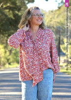 Tie Neck Top PDF Sewing Pattern for Women Featuring a Tapered Neck Tie and Cap or Flared Long Sleeves