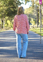 Tie Neck Top PDF Sewing Pattern for Women Featuring a Tapered Neck Tie and Cap or Flared Long Sleeves