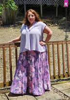 Tie Neck Top PDF Sewing Pattern for Women Featuring a Tapered Neck Tie and Cap or Flared Long Sleeves