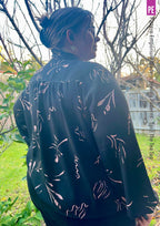 Tie Neck Top PDF Sewing Pattern for Women Featuring a Tapered Neck Tie and Cap or Flared Long Sleeves