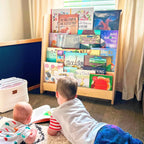 Tiered Montessori Bookshelf in Baltic Birch Wood for Children’s Front-Facing Book Display and Storage