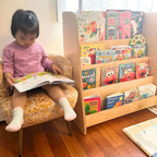Tiered Montessori Bookshelf in Baltic Birch Wood for Children’s Front-Facing Book Display and Storage