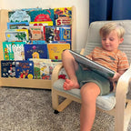 Tiered Montessori Bookshelf in Baltic Birch Wood for Children’s Front-Facing Book Display and Storage