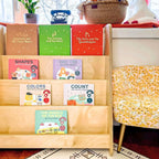 Tiered Montessori Bookshelf in Baltic Birch Wood for Children’s Front-Facing Book Display and Storage