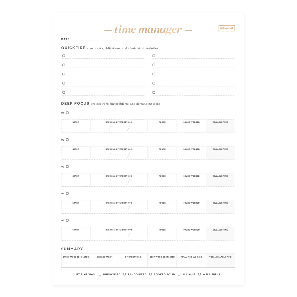 Time Management Notepad