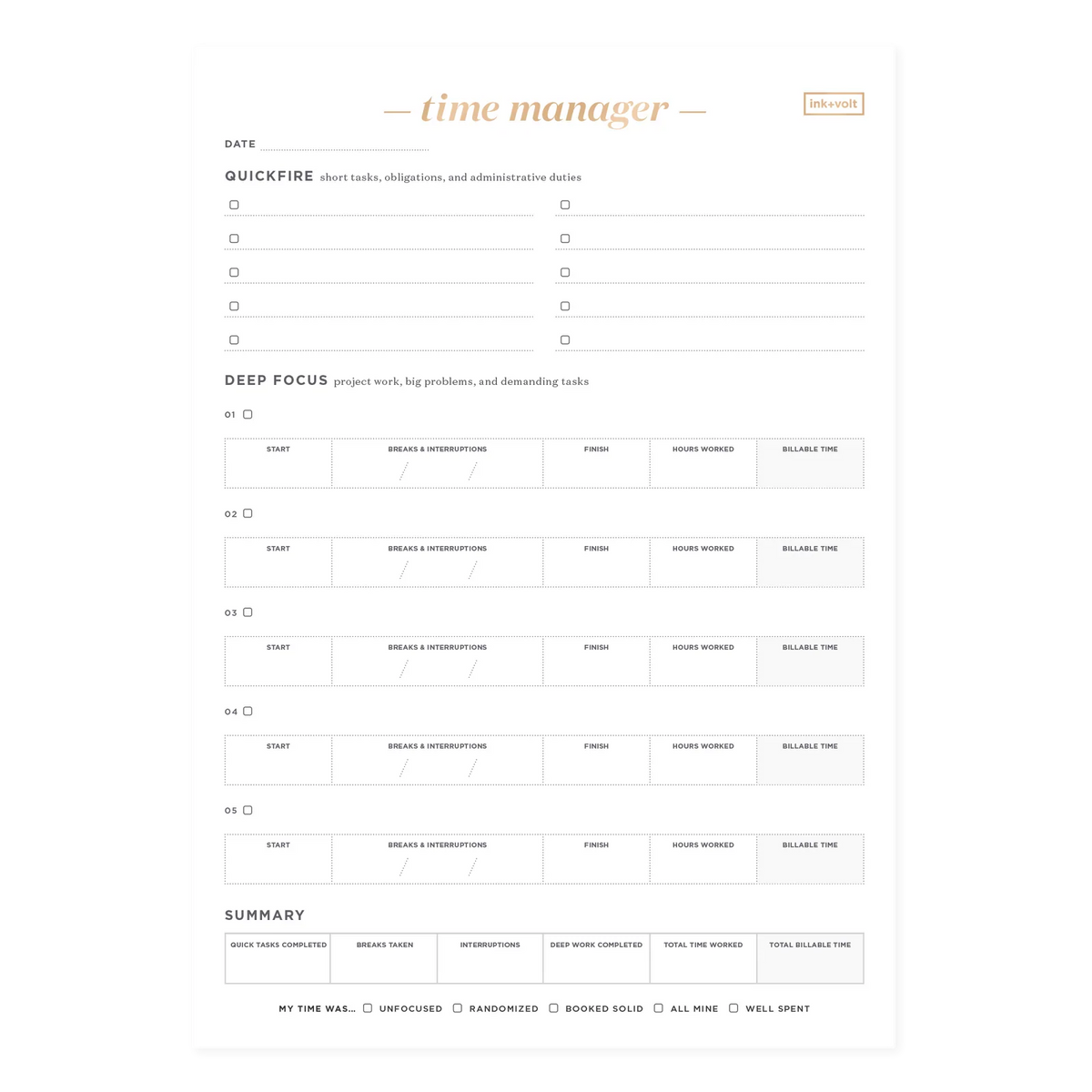 Time Management Notepad