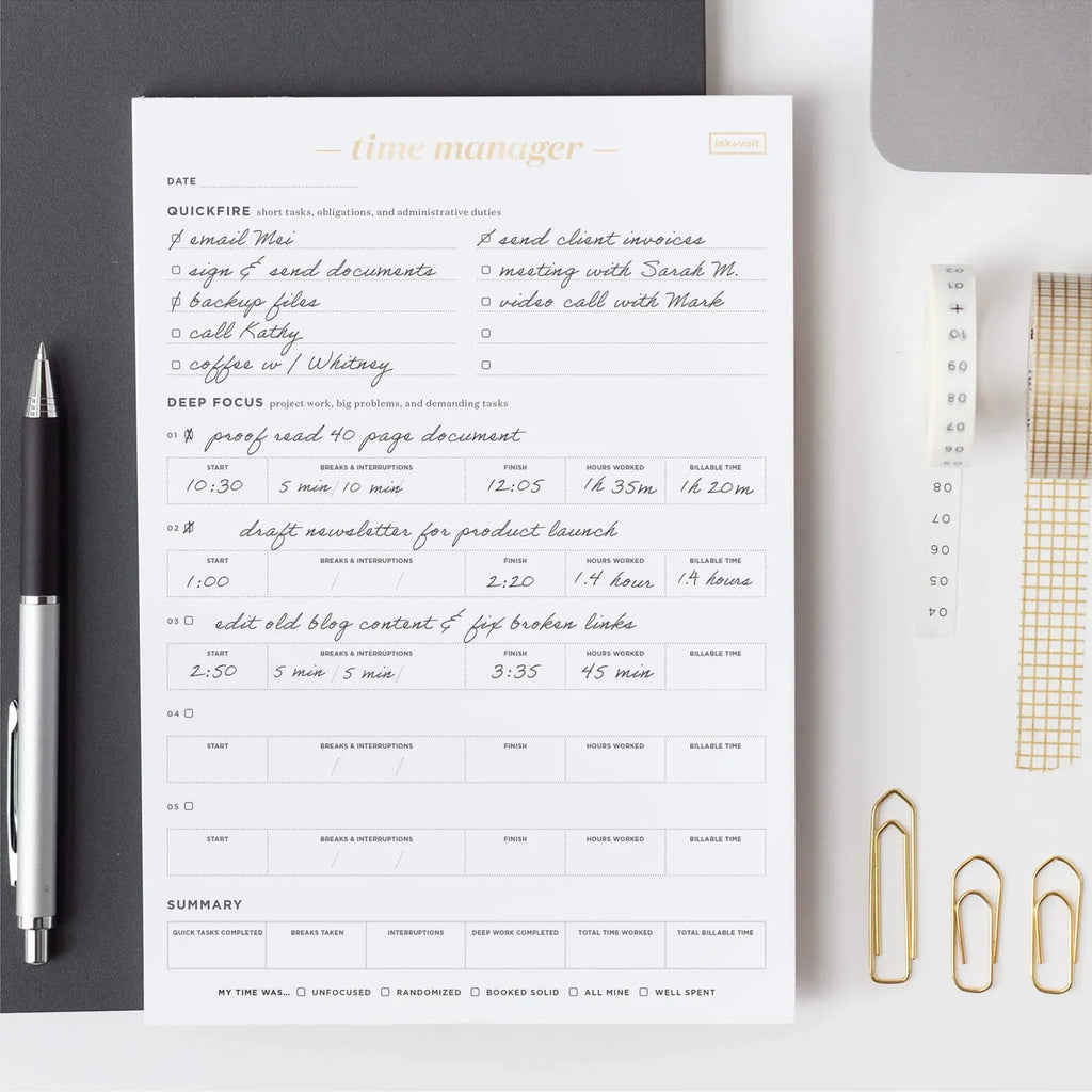 Time Management Notepad