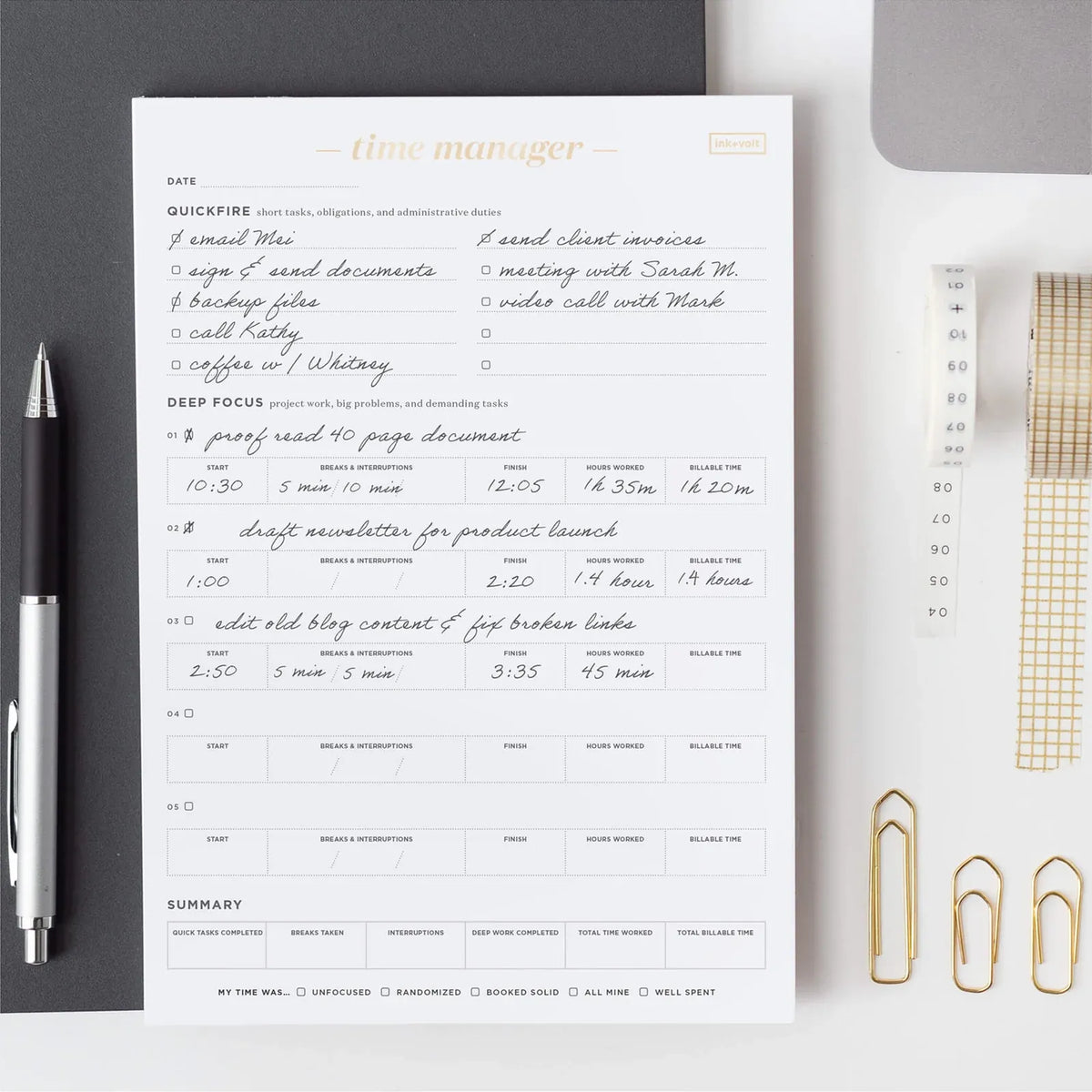 Time Management Notepad