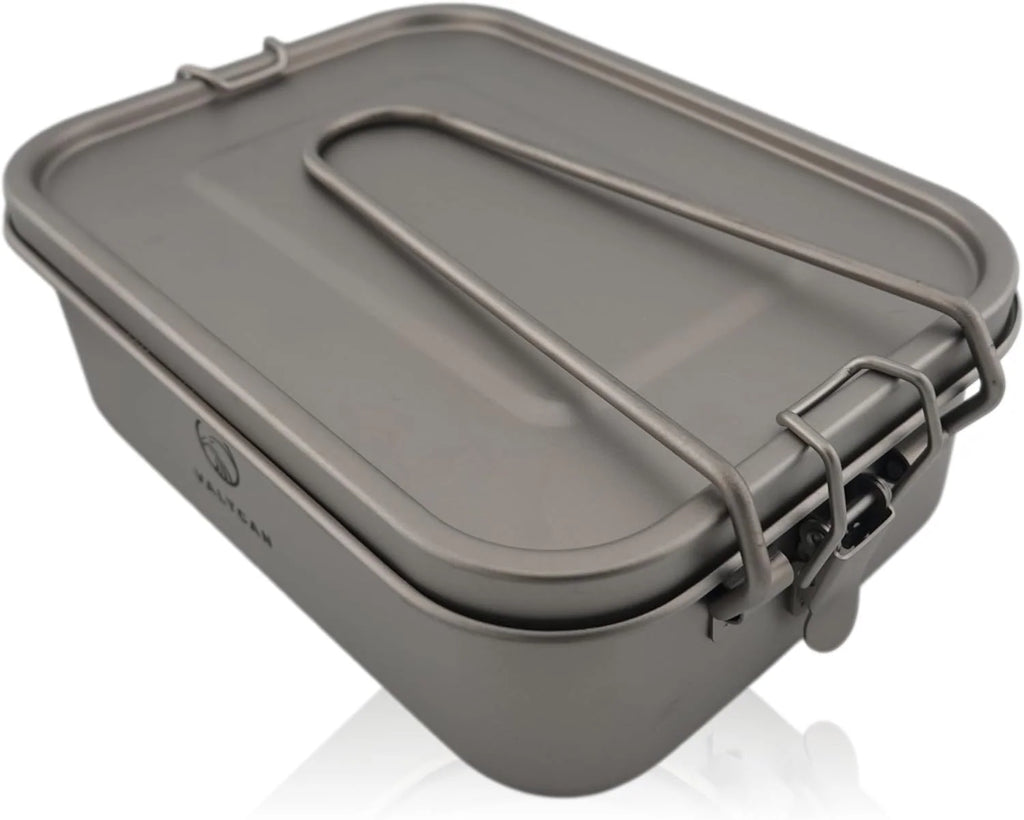 Titanium Bento Box, 1200 ml Leakproof Lunch Container with Removable Gasket and Foldable Handle for Reheating