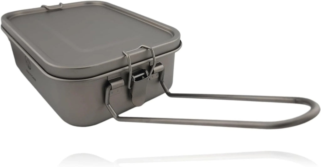 Titanium Bento Box, 1200 ml Leakproof Lunch Container with Removable Gasket and Foldable Handle for Reheating