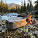 Titanium Bento Box, 1200 ml Leakproof Lunch Container with Removable Gasket and Foldable Handle for Reheating