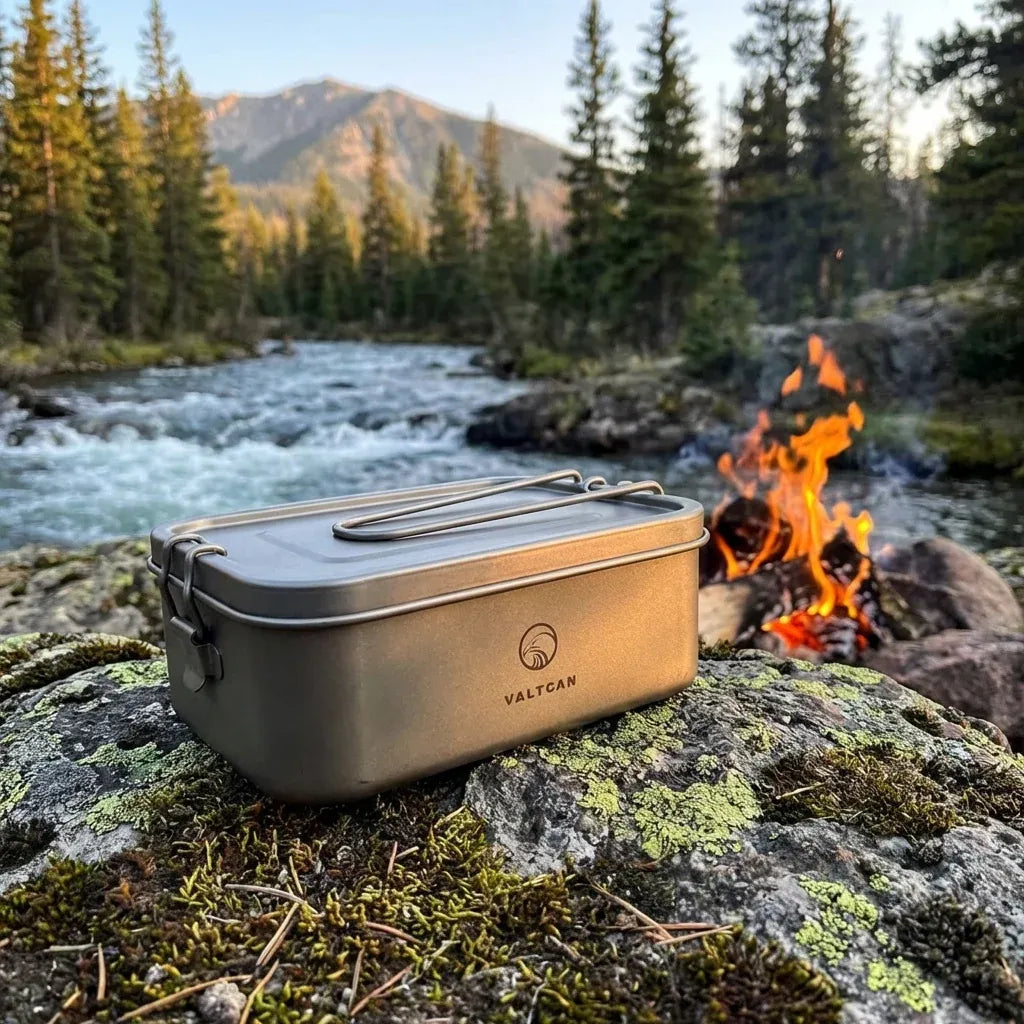 Titanium Bento Box, 1200 ml Leakproof Lunch Container with Removable Gasket and Foldable Handle for Reheating