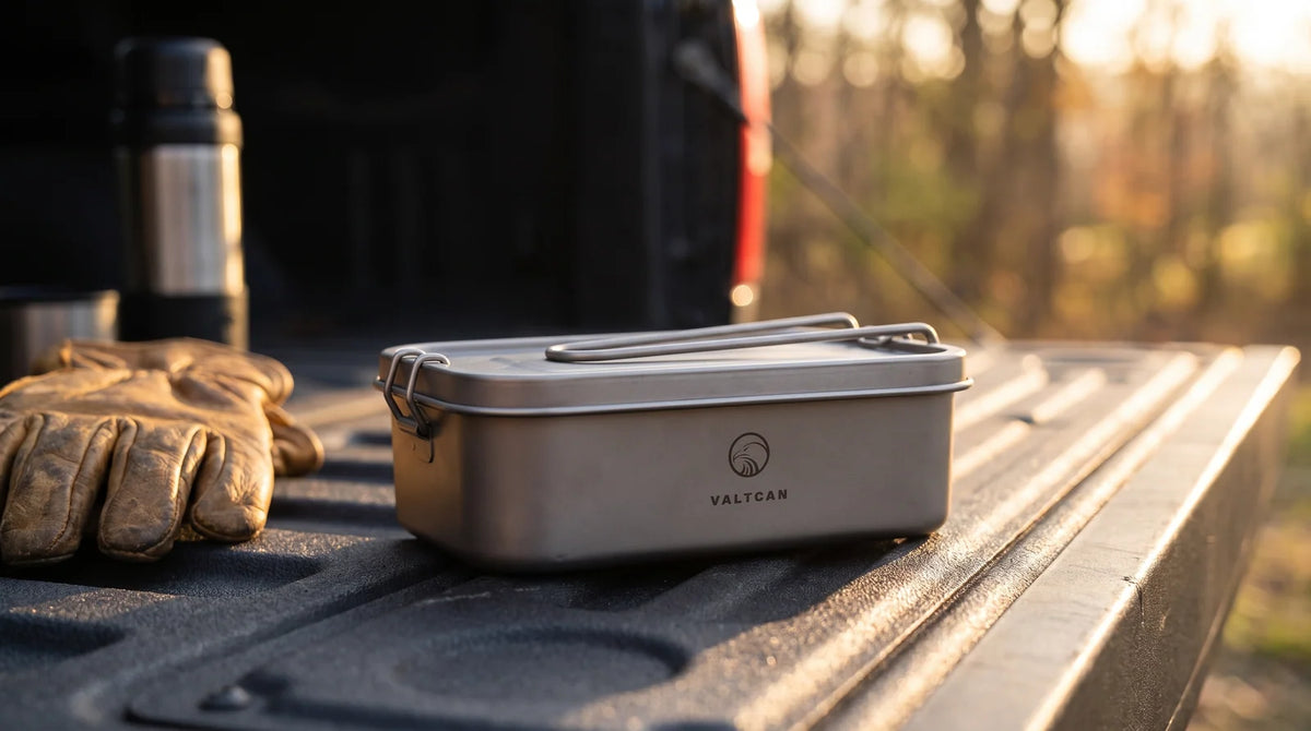 Titanium Bento Box, 1200 ml Leakproof Lunch Container with Removable Gasket and Foldable Handle for Reheating