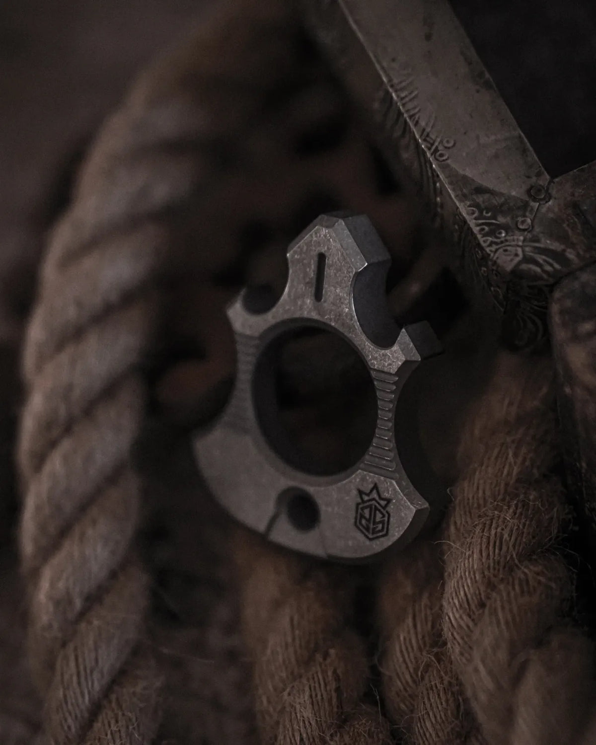 Titanium Bottle Opener Tool with Stonewashed or Elden Edition Finish and Tritium Slots · Machined Grade 5 titanium plate c