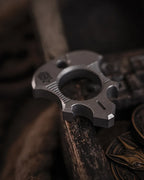 Titanium Bottle Opener Tool with Stonewashed or Elden Edition Finish and Tritium Slots · Machined Grade 5 titanium plate c