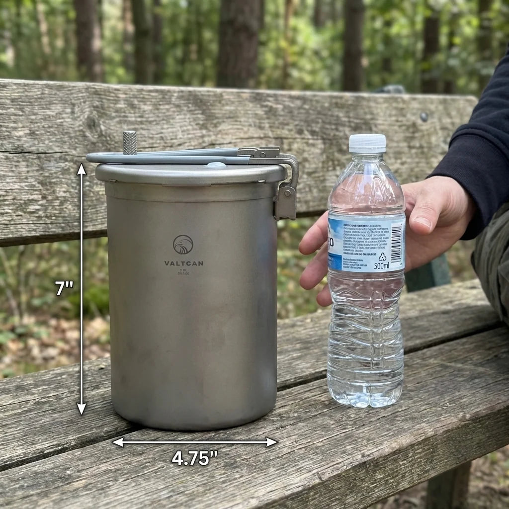 Titanium Pressure Cooker Pot with 1800ml Capacity, 35kPa Locking Lid and Ultralight 520g Design