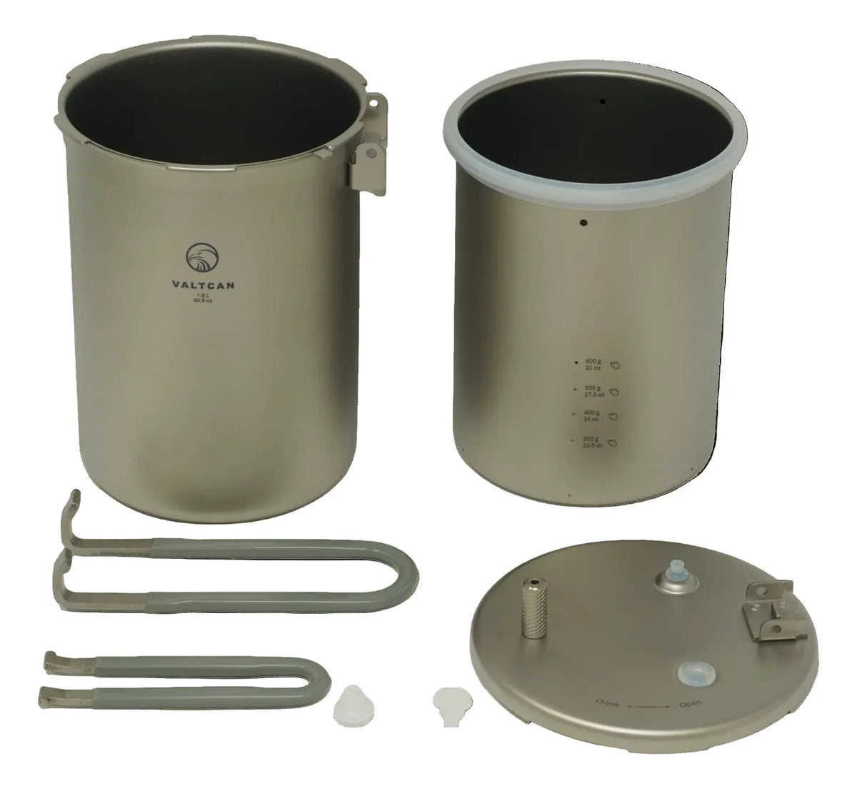 Titanium Pressure Cooker Pot with 1800ml Capacity, 35kPa Locking Lid and Ultralight 520g Design
