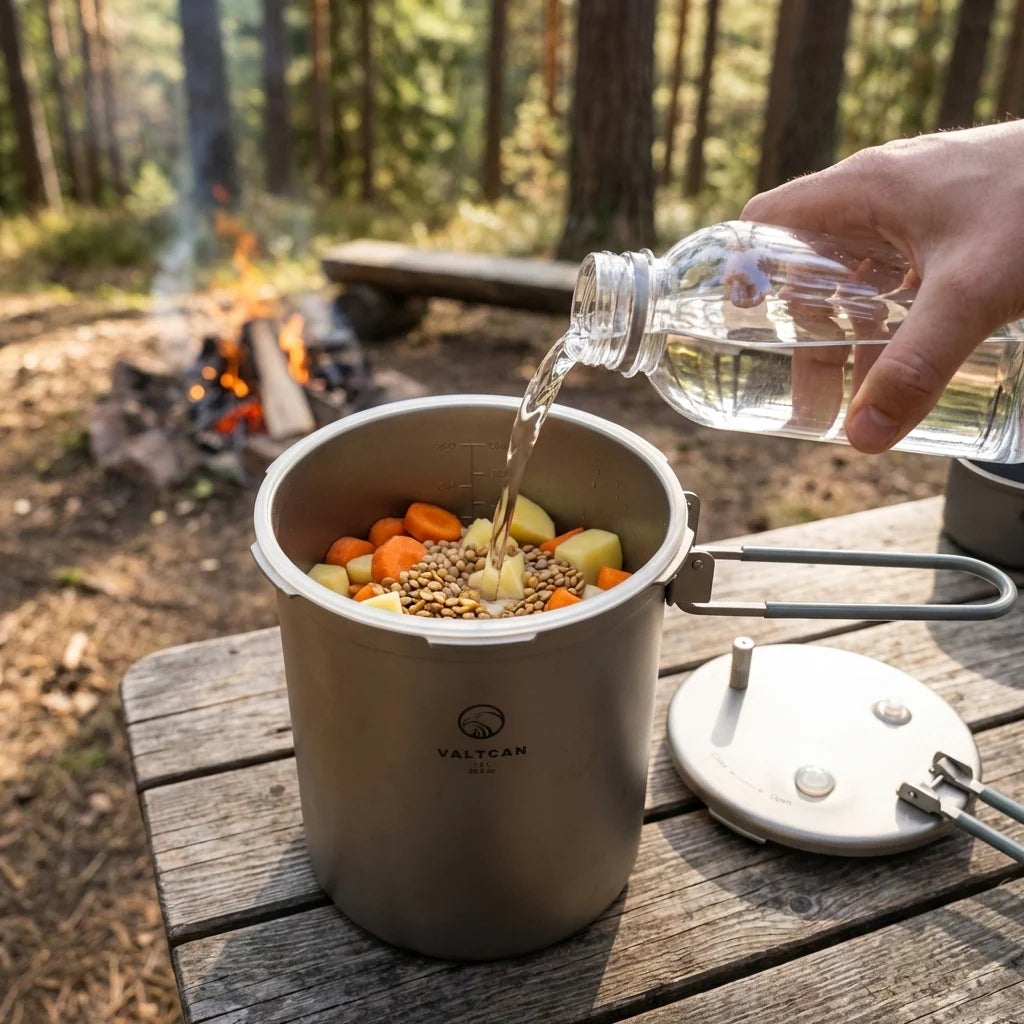 Titanium Pressure Cooker Pot with 1800ml Capacity, 35kPa Locking Lid and Ultralight 520g Design