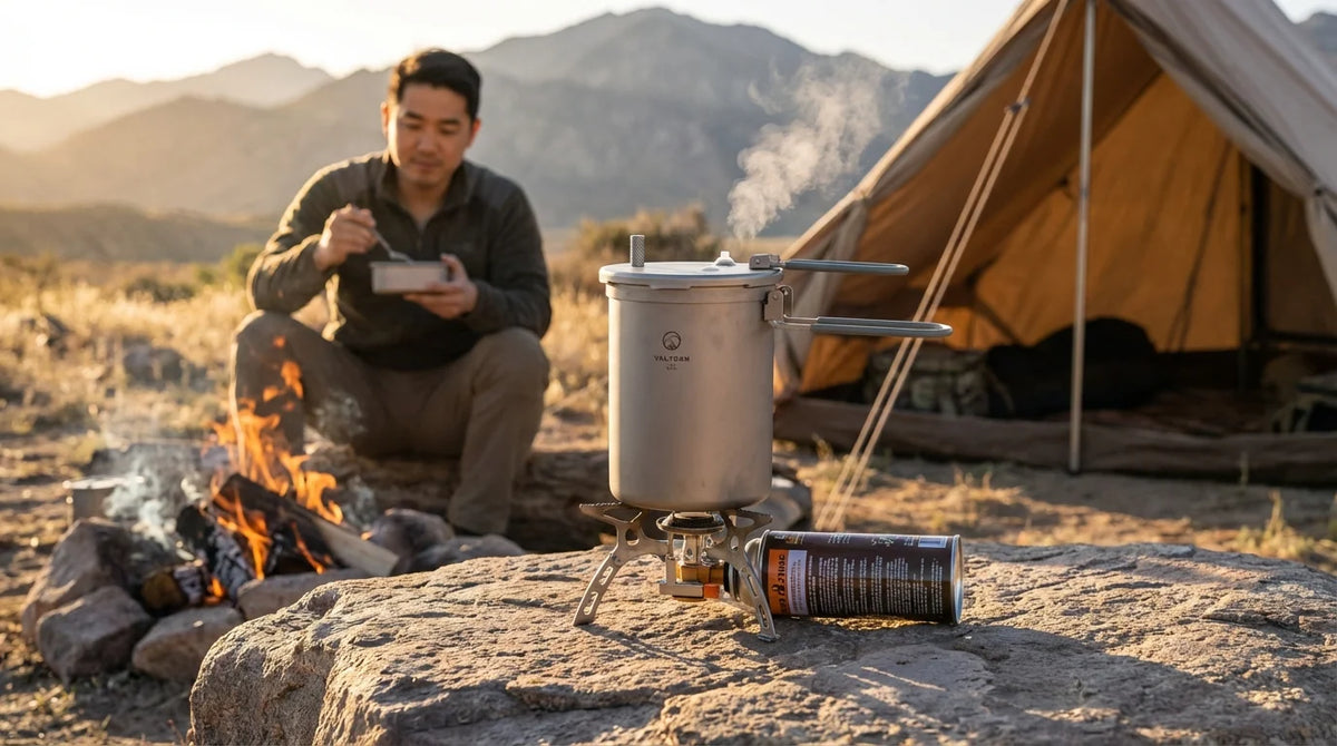 Titanium Pressure Cooker Pot with 1800ml Capacity, 35kPa Locking Lid and Ultralight 520g Design