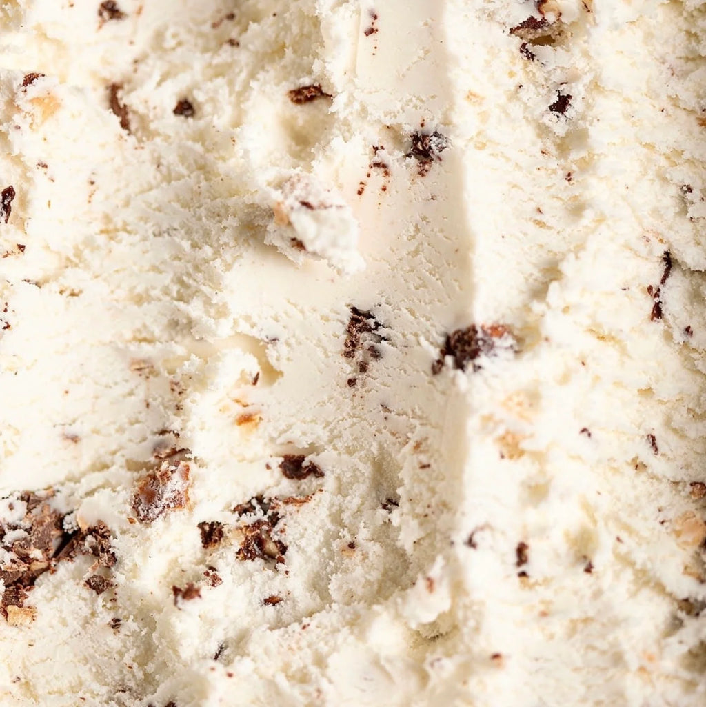 Toasted Coconut Almond Chip Ice Cream with Caramelized Shredded Coconut and Crunchy Salt-Roasted Almonds
