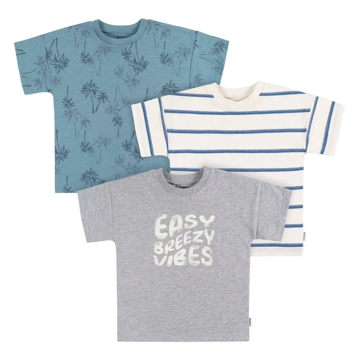 Toddler Boy 3-Pack T-Shirts with Cotton Comfort, Stretch Necklines and Assorted Prints for Everyday Play