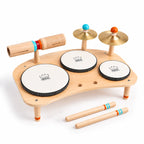 Toddler Drum Set, 8-in-1 Wooden Musical Toy with Drum, Cymbal and Scraper for Hands-On Rhythm Play