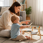 Toddler Drum Set, 8-in-1 Wooden Musical Toy with Drum, Cymbal and Scraper for Hands-On Rhythm Play