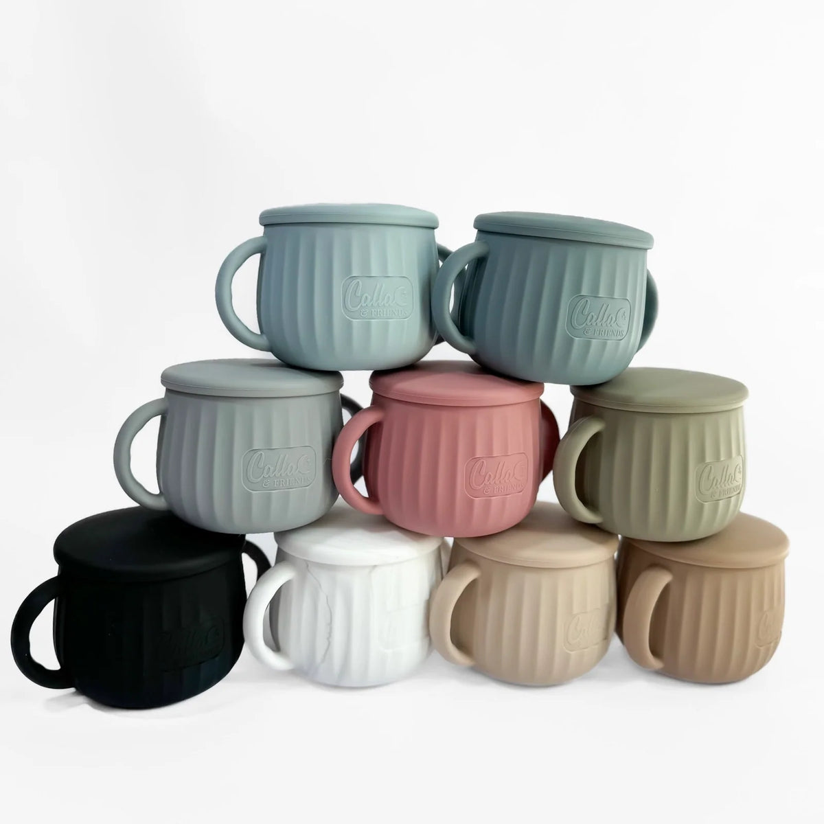 Toddler Snack Cup with Two Lids, Easy-Grip Handles and Dishwasher-Safe Silicone for On-the-Go Feeding