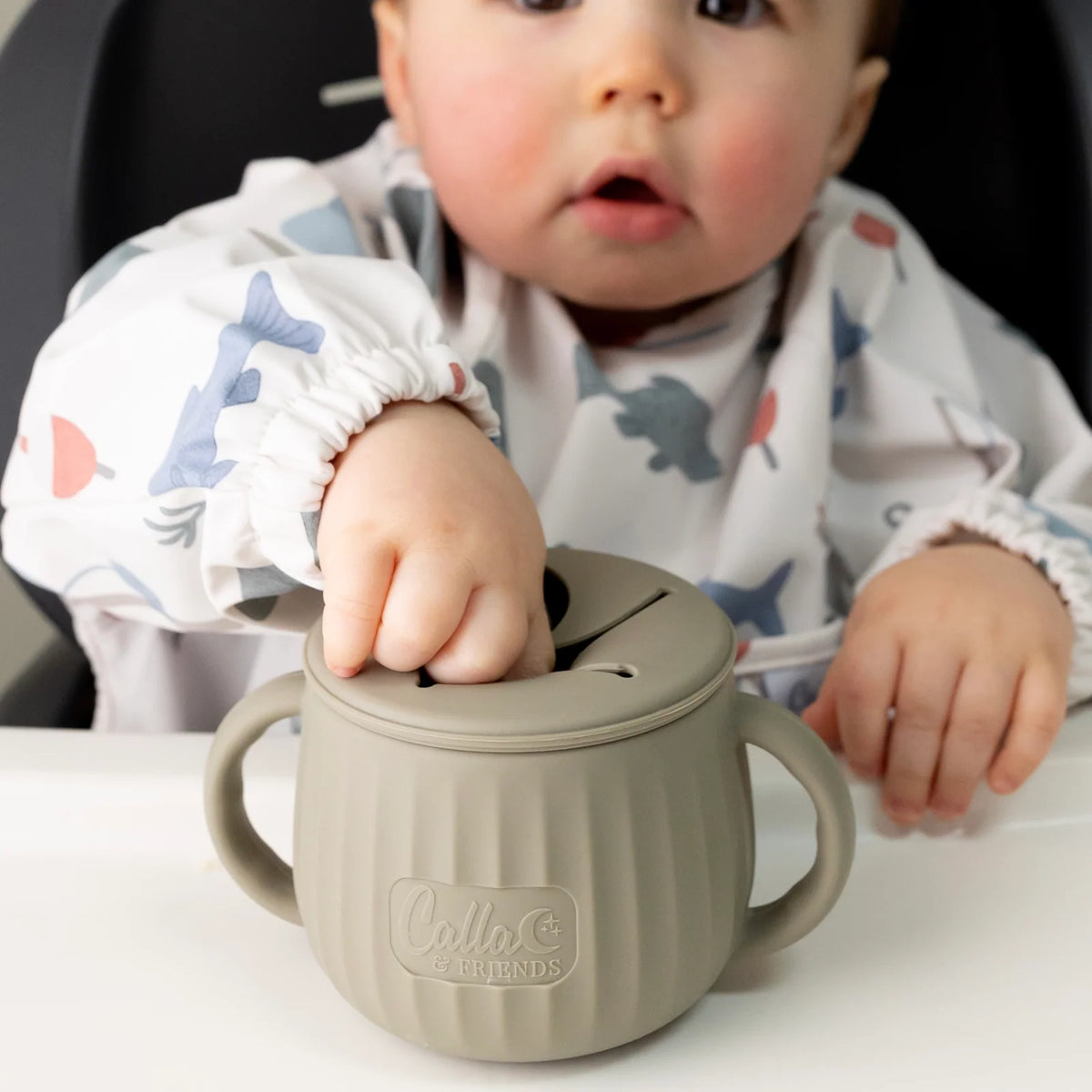 Toddler Snack Cup with Two Lids, Easy-Grip Handles and Dishwasher-Safe Silicone for On-the-Go Feeding