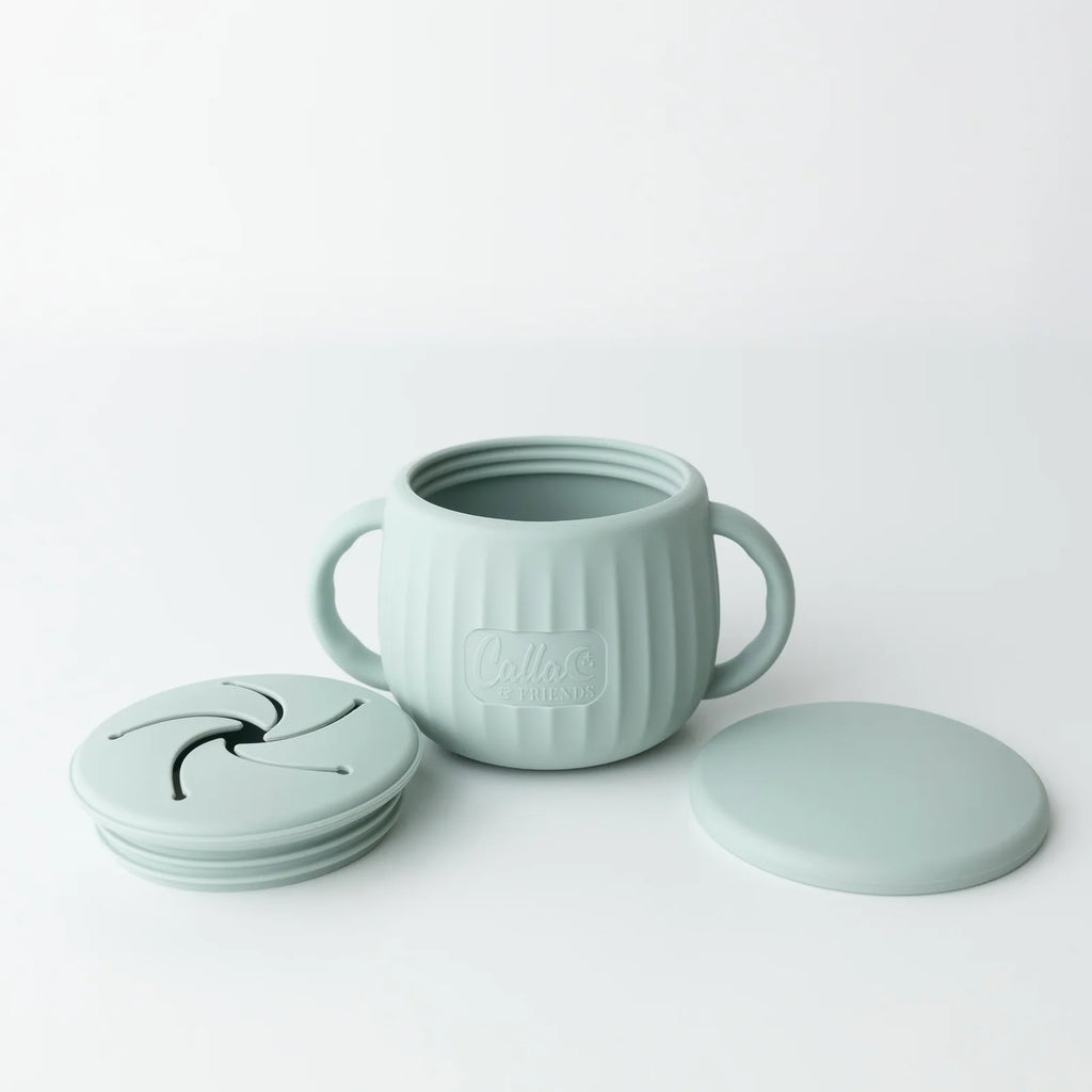 Toddler Snack Cup with Two Lids, Easy-Grip Handles and Dishwasher-Safe Silicone for On-the-Go Feeding