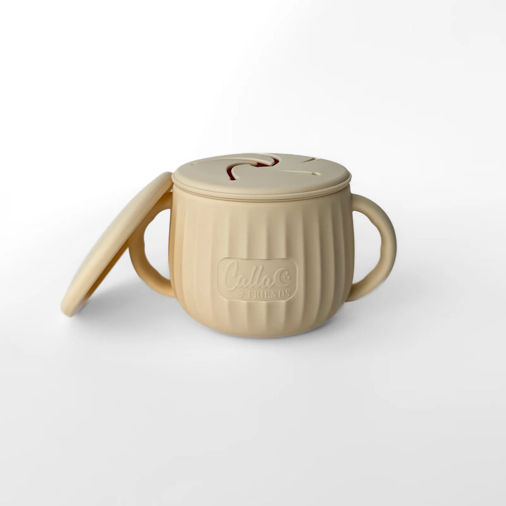 Toddler Snack Cup with Two Lids, Easy-Grip Handles and Dishwasher-Safe Silicone for On-the-Go Feeding