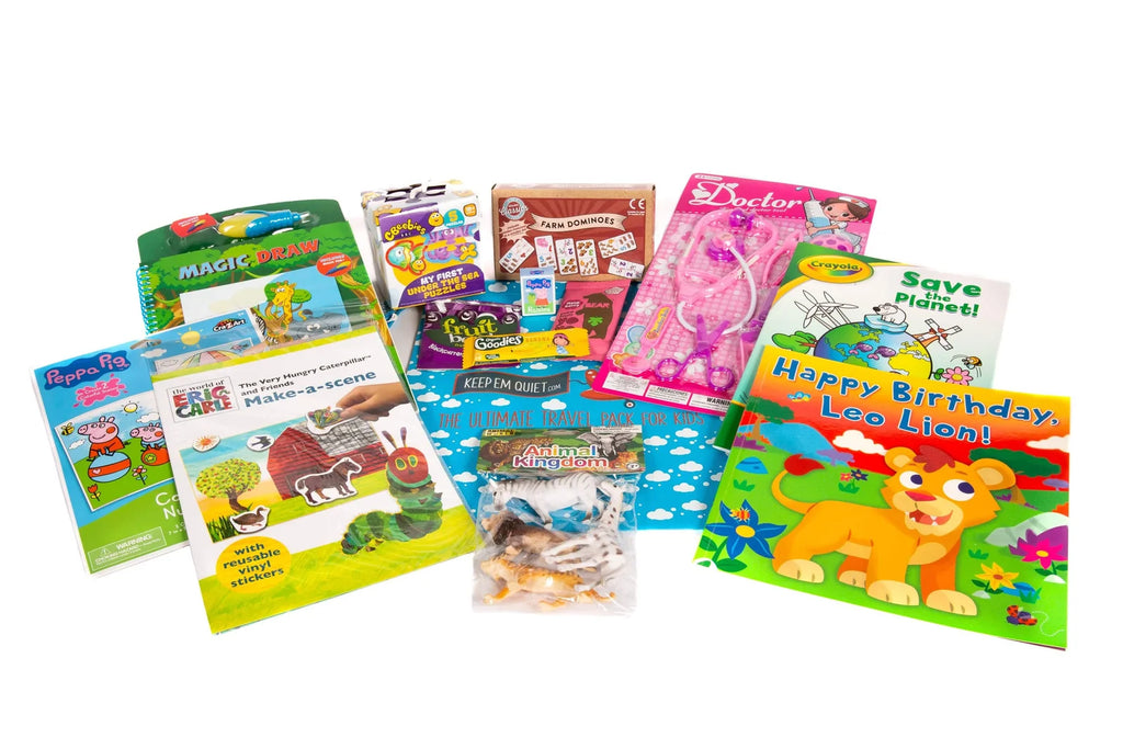 Toddler Travel Activity Pack with 9 Entertainment Items, Crayons and Reusable Rucksack for Trips